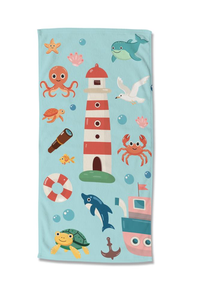 Good Morning strandlaken Sailor - Blauw - 75 x 150 cm - 100% Polyester