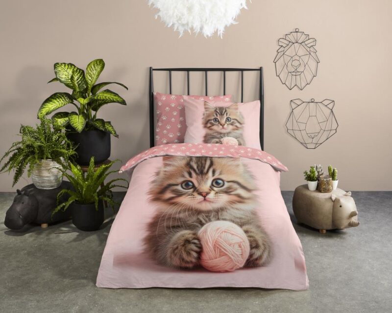 100% katoen dekbedset Chat van Good Morning in 135 x 200 cm
