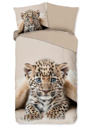 Good Morning dekbedovertrek Simo - Bruin - 140 x 220 cm - 100% katoen