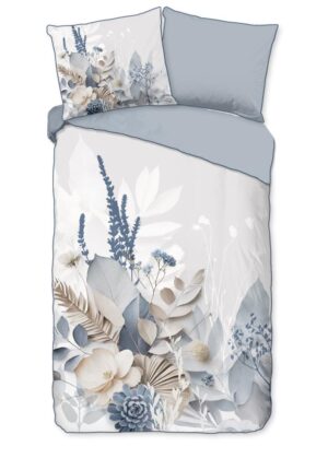Descanso dekbedovertrek Junte - Grijs - 140 x 220 cm - 100% katoen