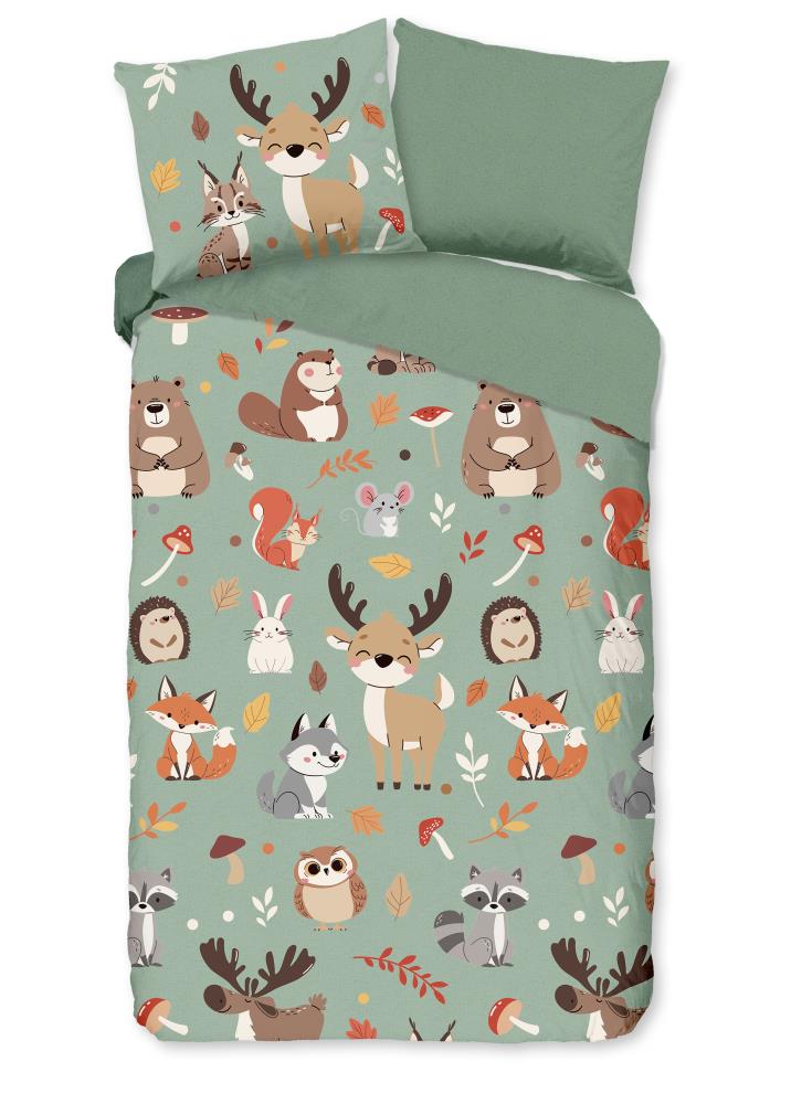 Good Morning dekbedovertrek Ville - Groen - 140 x 220 cm - 100% katoen