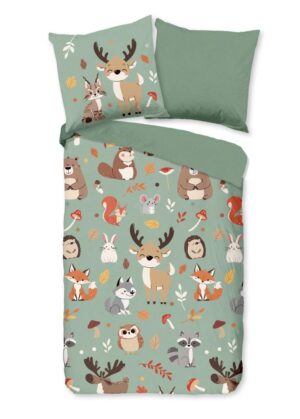 Good Morning dekbedovertrek Ville - Groen - 135 x 200 cm - 100% katoen