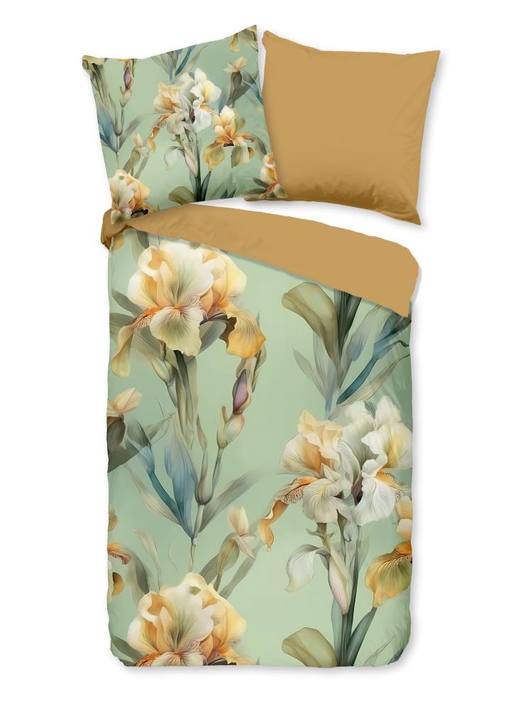 Good Morning Dekbedovertrek "Iris" - Groen - (200x200 cm) - 100% Katoen