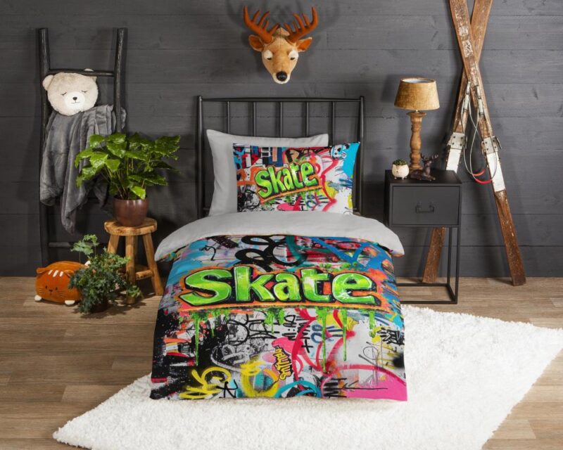 100% katoen dekbedset Skate van Good Morning in 140 x 200 cm