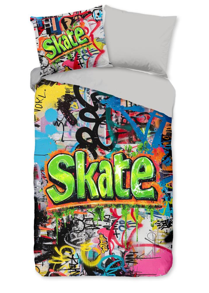 Skate overtrek van Good Morning, 140 x 200 cm, kussensloop 70 x 90 cm