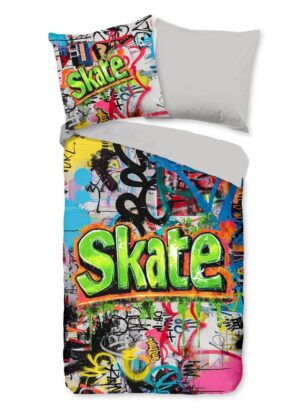 Good Morning dekbedovertrek Skate - Grijs - 135 x 200 cm - 100% katoen
