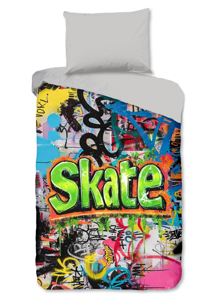 Good Morning dekbedovertrek Skate - Grijs - 140 x 200 cm - 100% katoen