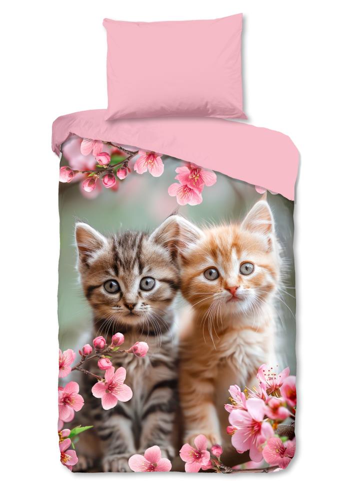 Good Morning dekbedovertrek Mischa - Roze - 140 x 200 cm - 100% katoen