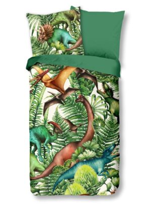 Good Morning dekbedovertrek Prehistory - Groen - 135 x 200 cm - 100% katoen