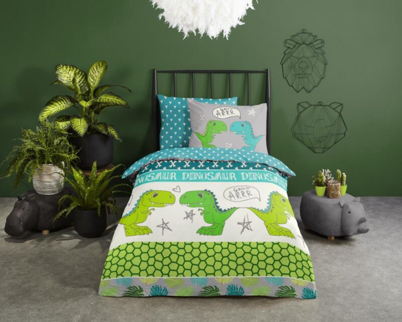100% katoen dekbedset Dinosaur van Good Morning in 135 x 200 cm