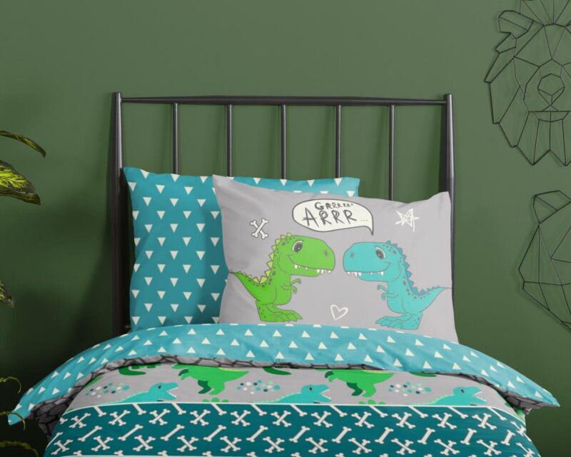 Beddengoed Dinosaur 135 x 200 cm van Good Morning, Grijs