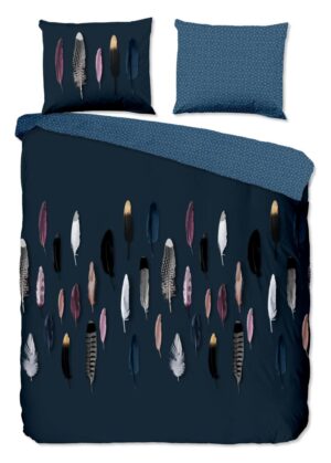 Good Morning dekbedovertrek Feathers - Blauw - 200 x 220 cm - 100% katoen