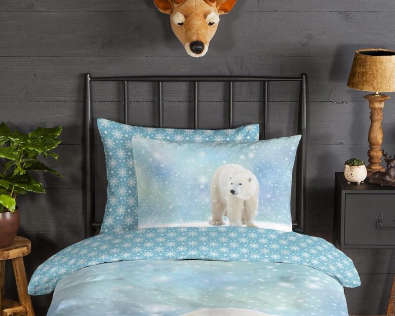 Beddengoed Icebear 140 x 200 cm van Good Morning, Blauw