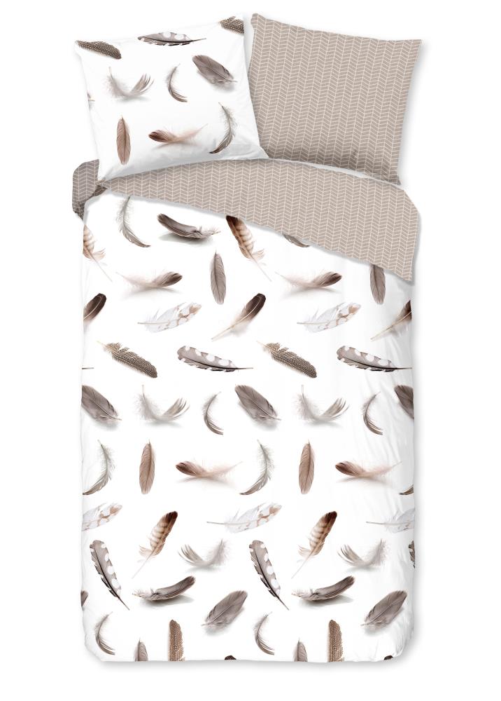 Feathers overtrek van Good Morning, 140 x 220 cm, kussensloop 60 x 70 cm