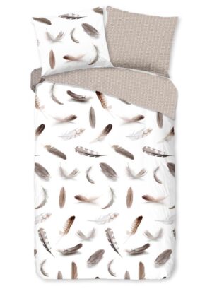 Good Morning dekbedovertrek Feathers - Wit - 140 x 220 cm - 100% katoen