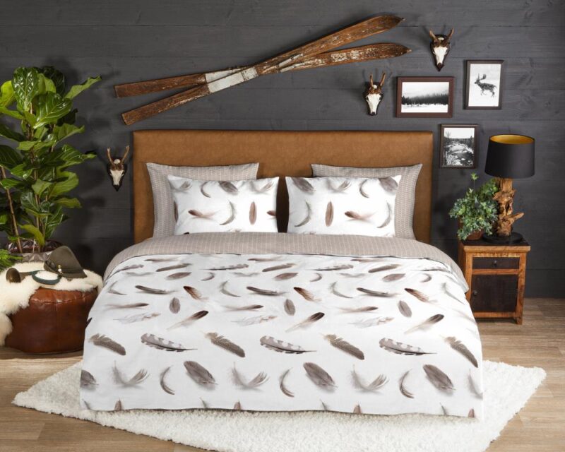 100% katoen dekbedset Feathers van Good Morning in 140 x 220 cm