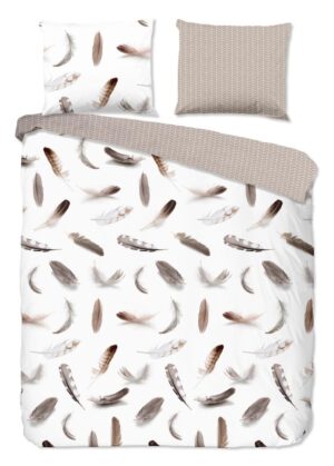 Good Morning dekbedovertrek Feathers - Wit - 200 x 220 cm - 100% katoen