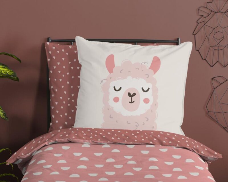 100% katoen dekbedset Lama van Good Morning in 135 x 200 cm - kussensloop 80 x 80 cm