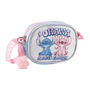 Lilo en Stitch tas Ohana glitter 15 x 11 cm - Blauw - 15 x 11 cm - Polyester