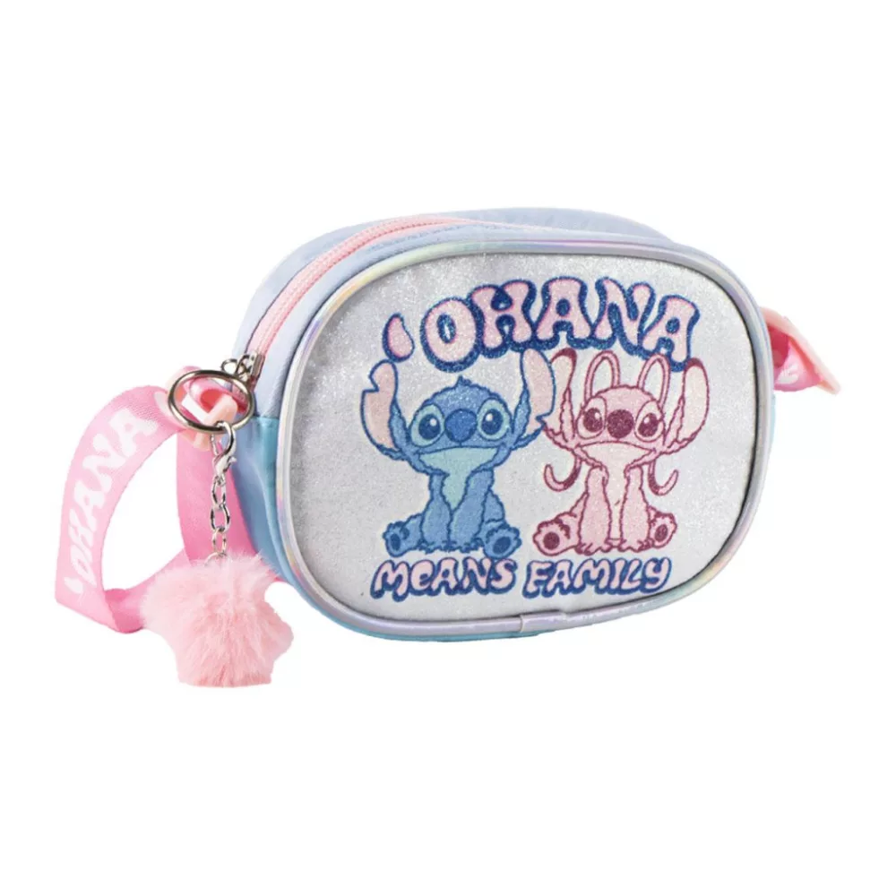 Lilo en Stitch tas Ohana glitter 15 x 11 cm - Blauw - 15 x 11 cm - Polyester