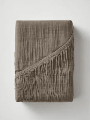 Dreamhouse hoeslaken Mousseline Taupe 160 x 200 + 30 cm - Taupe - 100% katoen
