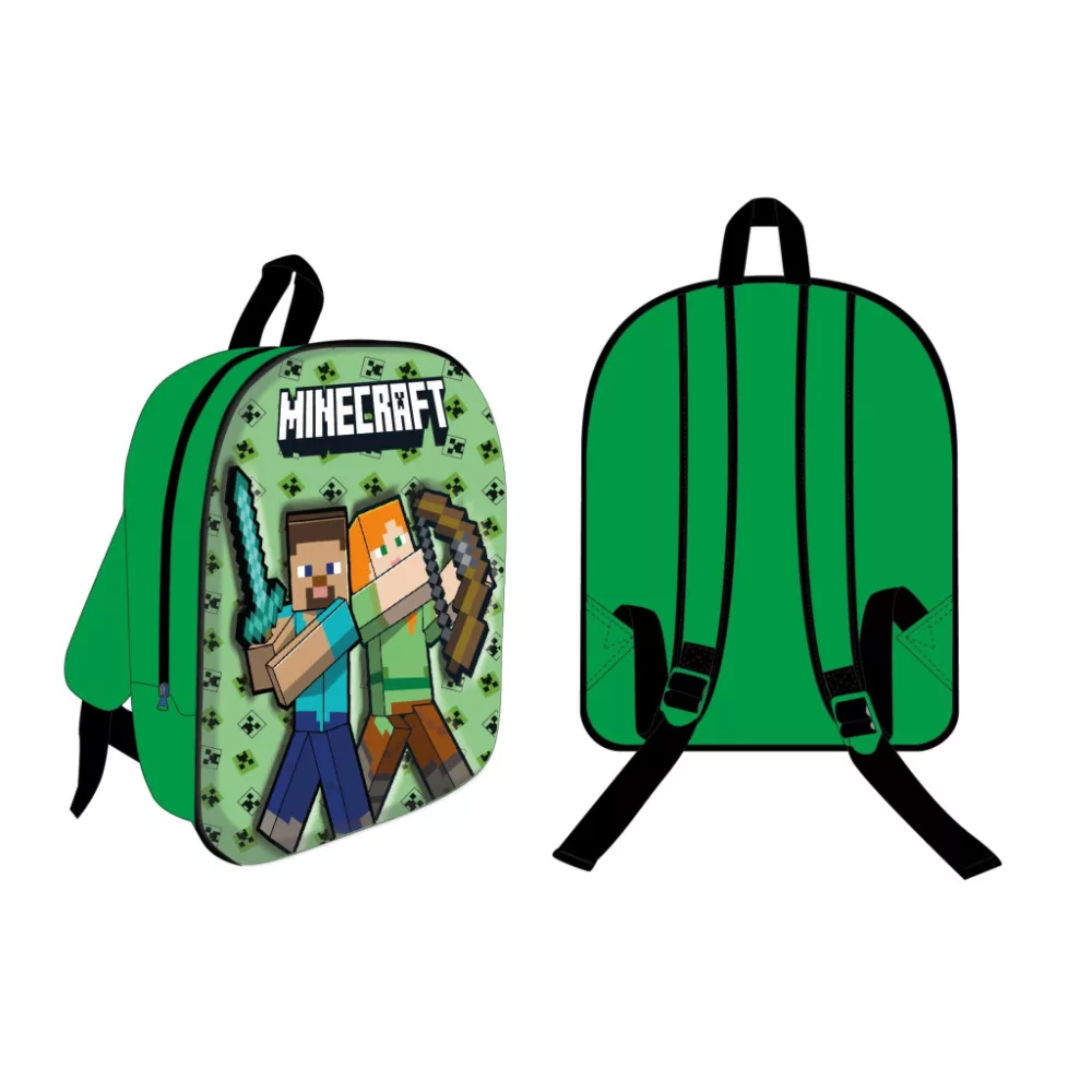 Minecraft tas Block Battlers 3D 30 x 26 x 10 cm - Groen - 30 x 26 x 10 cm - Polyester