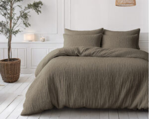 Sleeptime dekbed Mousseline Taupe 200 x 200 Met Kusse - Taupe - 200 x 200 cm - 100% Katoen Mousseline