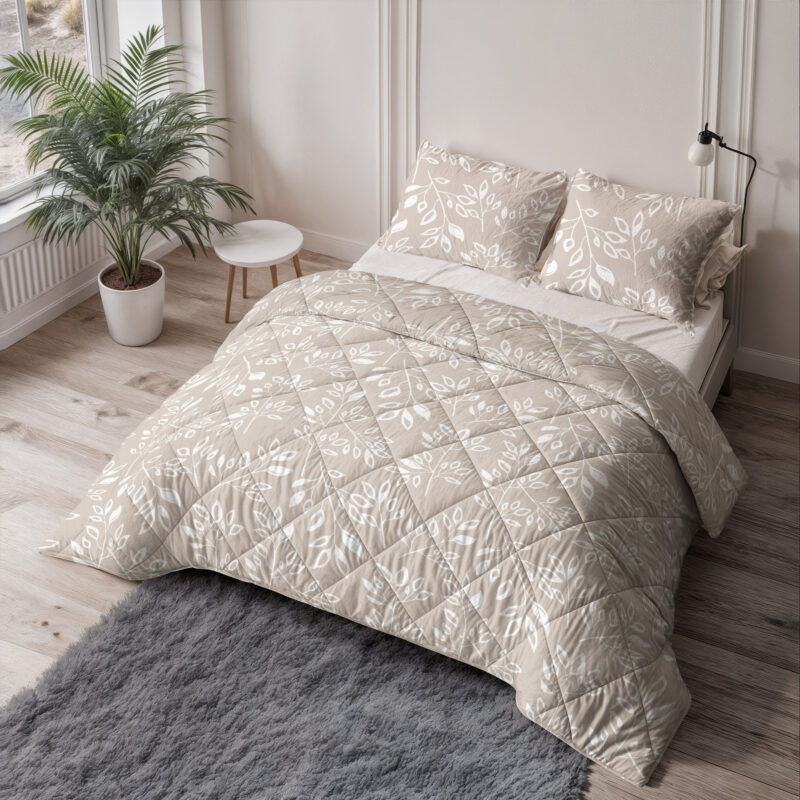 Neva Taupe/Zand 240 x 200 Met Kussen dekbed van Sleeptime, 240 x 200 cm, kussensloop 60 x 70 cm