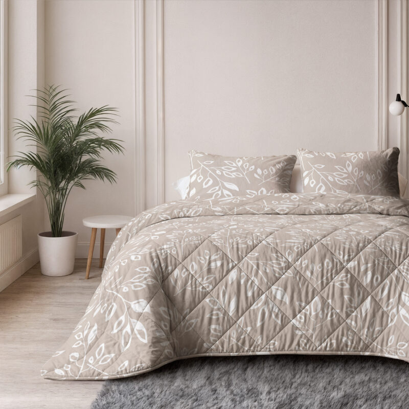 100% Polyester Microvezel dekbed Neva Taupe/Zand 240 x 200 Met Kussen van Sleeptime in 240 x 200 cm