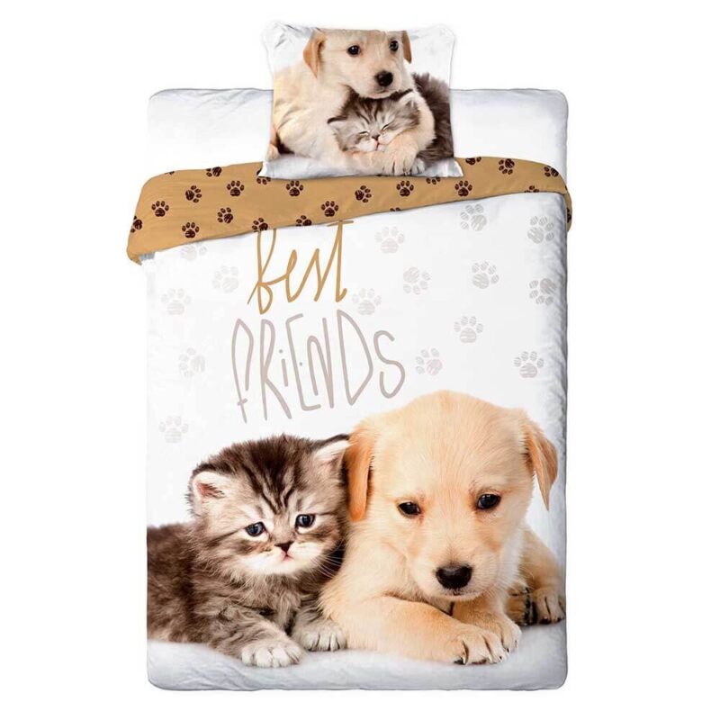 Animal Pictures Dekbedovertrek Best Friends Puppy en Kitten - 140 x 200 cm - 70 x 90 cm - Katoen