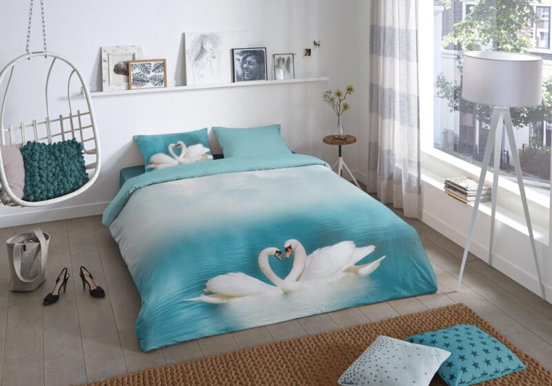 Swan overtrek van Good Morning, 135 x 200 cm, kussensloop 80 x 80 cm