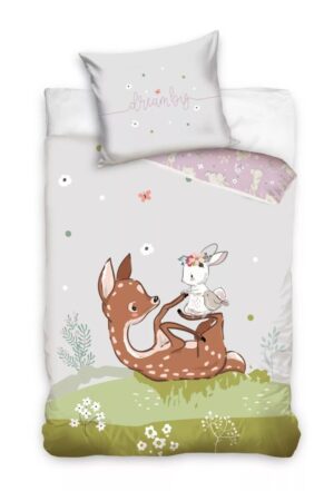 DREAMEE dekbedovertrek Reetje en Haas Dream Big 140 x 200 c - Groen/Lila - 140 x 200 cm - 100% katoen