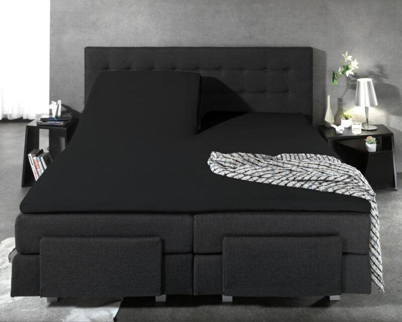 Dreamhouse laken 160 x 200 cm van 100% katoen, Zwart 160 x 200 cm