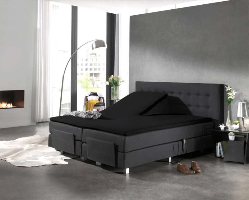 Dreamhouse hoeslaken Zwart 160 x 200 cm - Zwart - 160 x 200 cm - 100% katoen - foto 1
