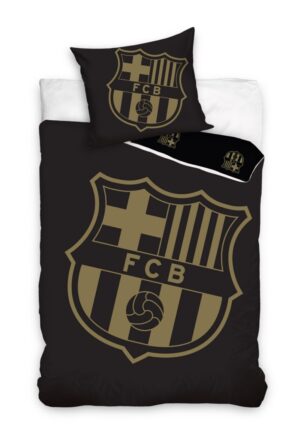 FC Barcelona dekbedovertrek Clubwapen Zwart - Zwart/Goud - 140 x 200 cm - 100% katoen