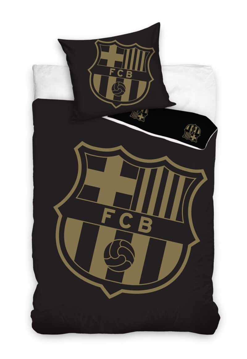 FC Barcelona Dekbedovertrek Clubwapen Zwart - 140 x 200 cm - 70 x 90 cm - Katoen