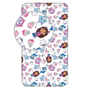 Gabby's Dollhouse hoeslaken Cats - Wit - 90 x 200 cm - 100% katoen