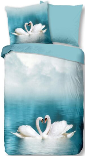Good Morning dekbedovertrek Swan - Petrol - 135 x 200 cm - 100% katoen