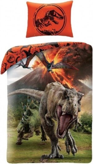Jurassic World dekbedovertrek Vulkaan Oranje - Multicolor - 140 x 200 cm - 100% katoen
