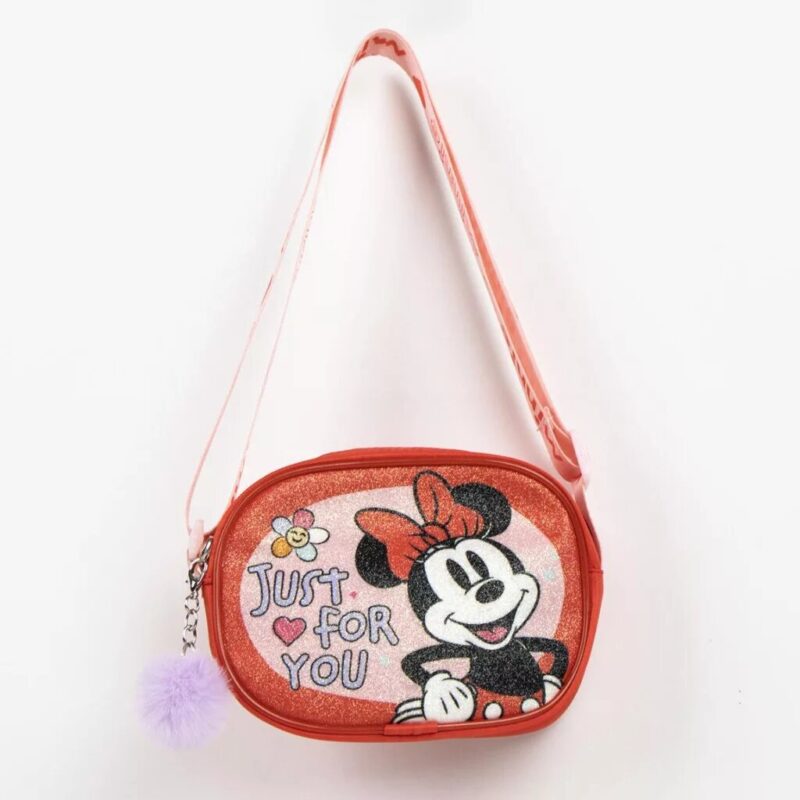 Tas You glitter shoulder crossbody 15 x 15 x 11 cm van Disney Minnie Mouse, Rood
