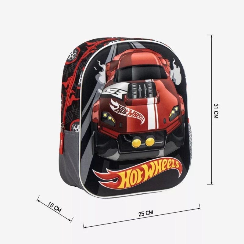 Tas Turbo 3D 31 x 25 cm 31 x 25 cm van Hot Wheels, Zwart