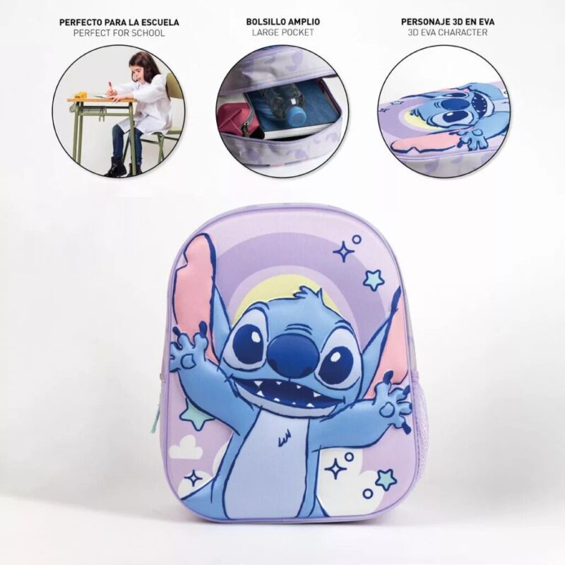 Tas Cosmic 3D 31 x 25 cm 31 x 25 cm van Lilo en Stitch, Paars