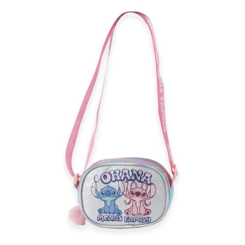 Polyester tas Ohana glitter 15 x 11 cm van Lilo en Stitch in 15 x 11 cm