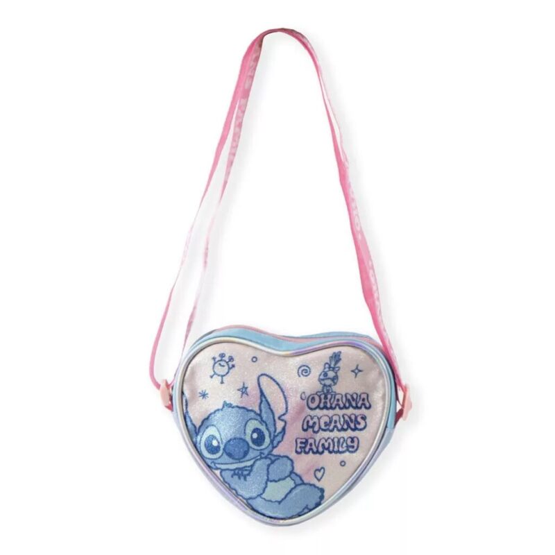 Polyester tas Ohana glitter 15 x 14 cm van Lilo en Stitch in 15 x 14 cm