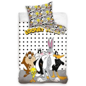 Looney Tunes dekbedovertrek Friends - Wit/Grijs - 140 x 200 cm - 100% katoen