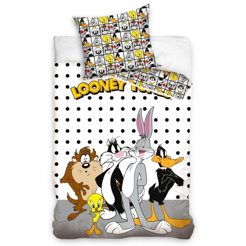 Looney Tunes dekbedovertrek Friends - Wit/Grijs - 140 x 200 cm - 100% katoen