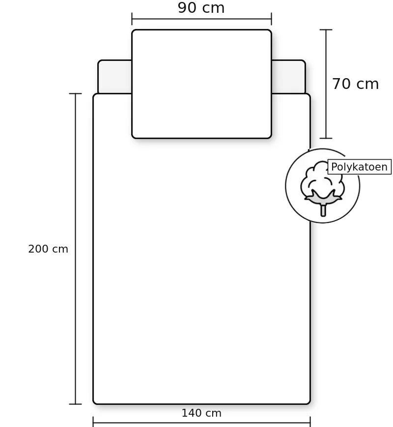 Prime 140 x 200 cm polykatoen overtrek van Sonic, 140 x 200 cm, kussensloop 70 x 90 cm
