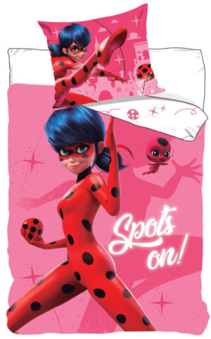 Miraculous dekbedovertrek Spots On - Roze/Rood - 140 x 200 cm - 100% katoen