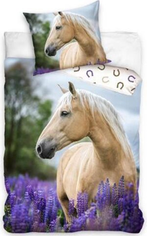 Paarden Dekbedovertrek Palomino in Lavendel - 140 x 200 cm - Katoen