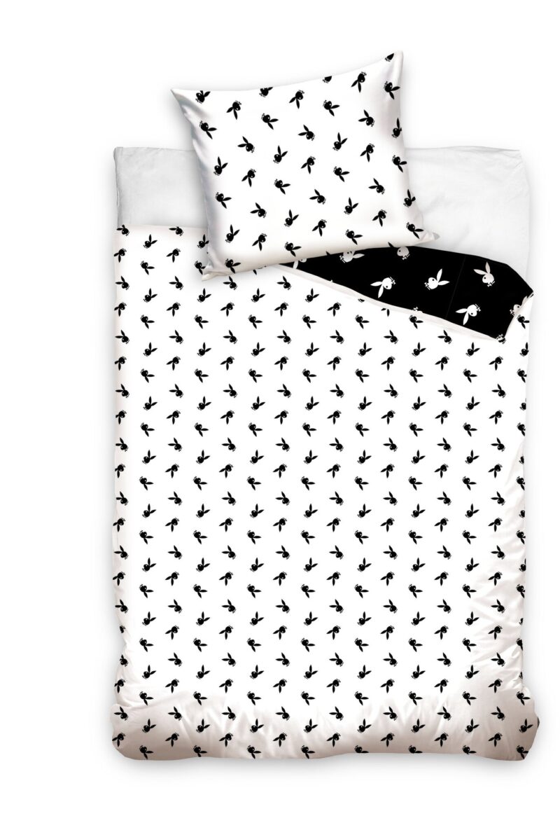 Playboy Dekbedovertrek Bunny Wit/Zwart - 140 x 200 cm - 70 x 90 cm - Katoen